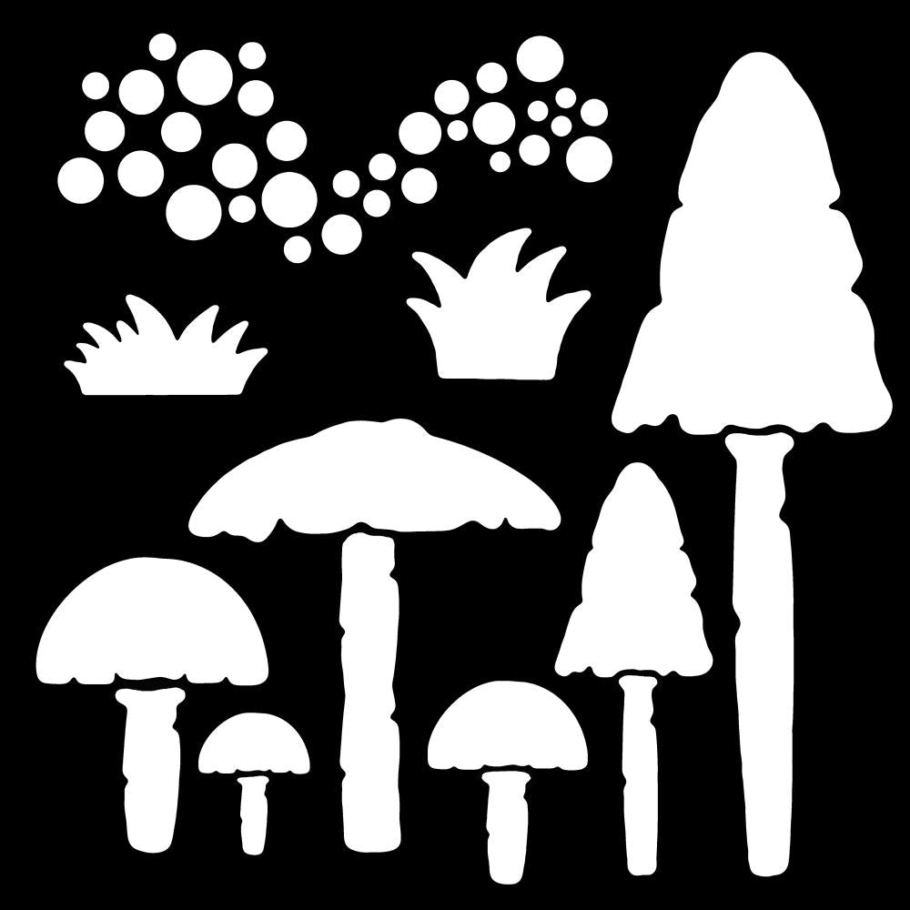 WOODWARE Stencil Mushrooms 15 x 15cm / Mollies New Zealand