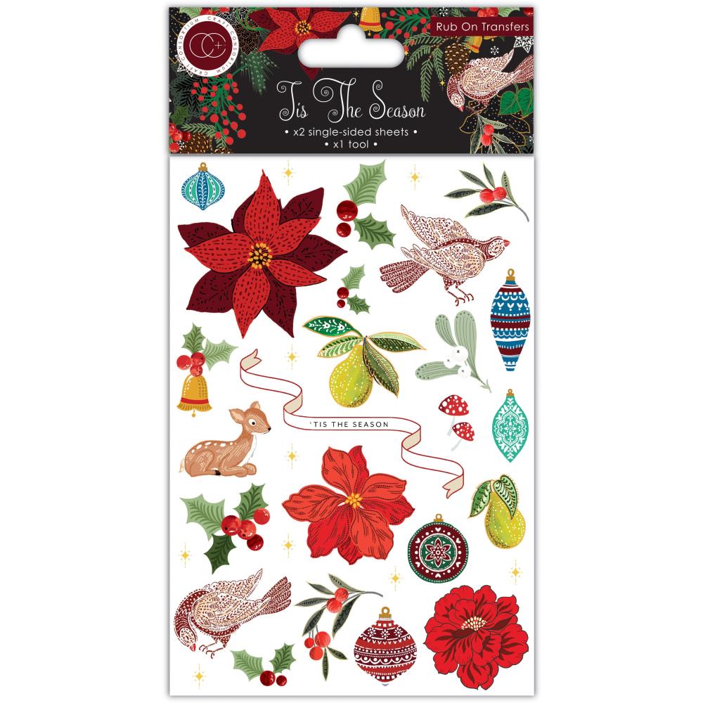CRAFT CONSORTIUM Rub On Transfer Tis The Season 12.5 x 18.5cm 2 Pack / Mollies New Zealand
