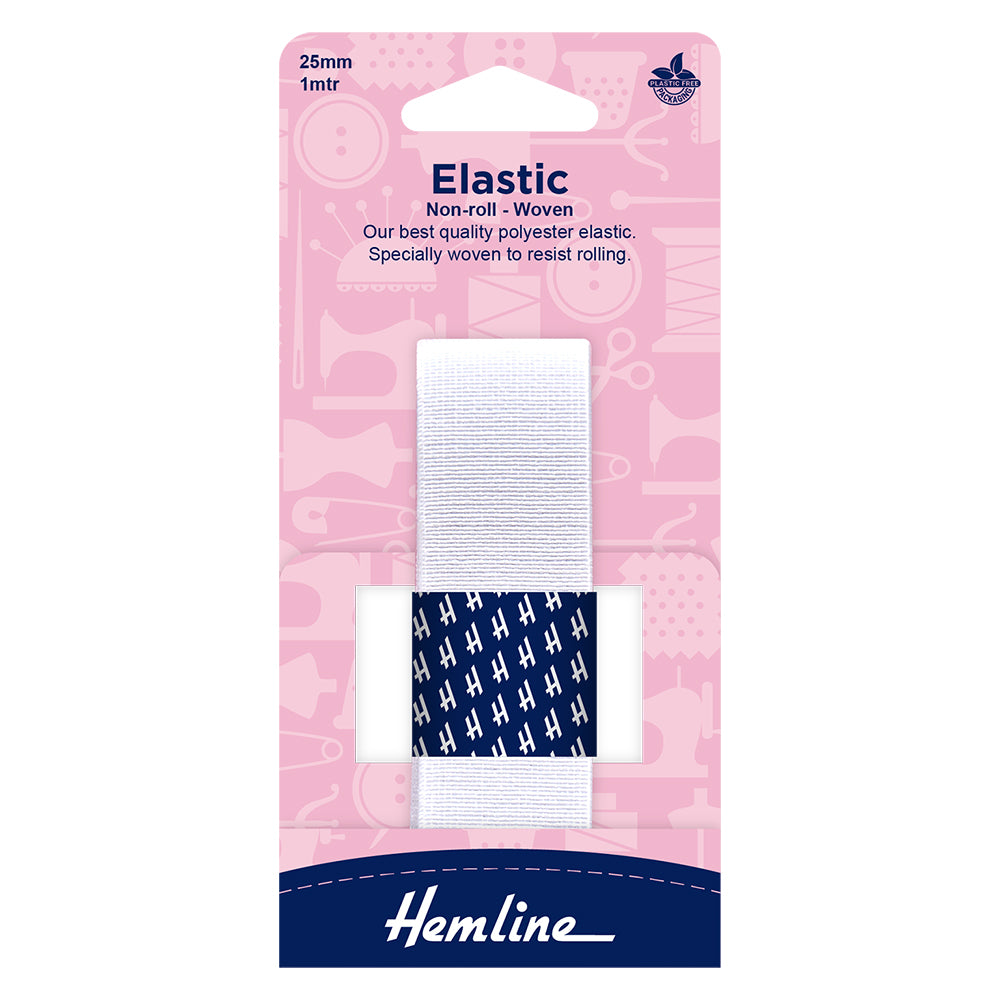 HEMLINE Elastic White 25mm 1m / Mollies New Zealand