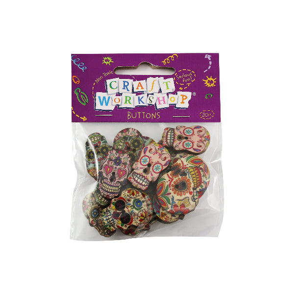 CRAFT WORKSHOP Wooden Sugar Skull Buttons / Mollies New Zealand