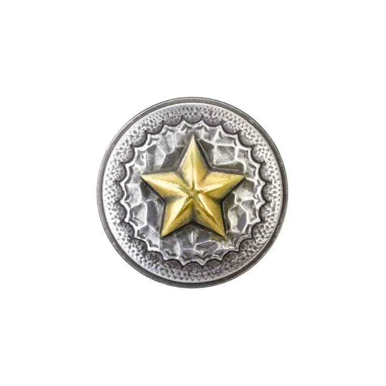 IVAN Hammered Texas Star Concho Antique Silver Antique Gold 32mm (1-1 4") / Mollies New Zealand