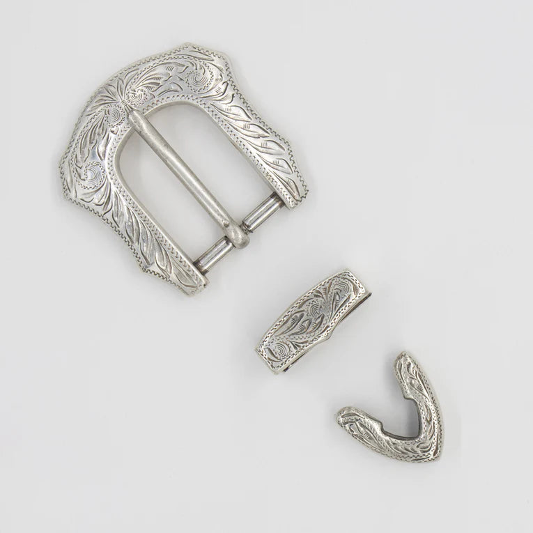 IVAN Athena Buckle Set Antique Silver 25mm (1") / Mollies New Zealand