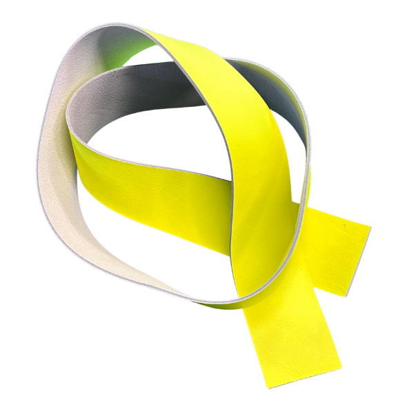 LEATHER Chrome Tan Fluro Strips Fluorescent Cool Yellow 32mm x 70cm 3-4oz / Mollies New Zealand