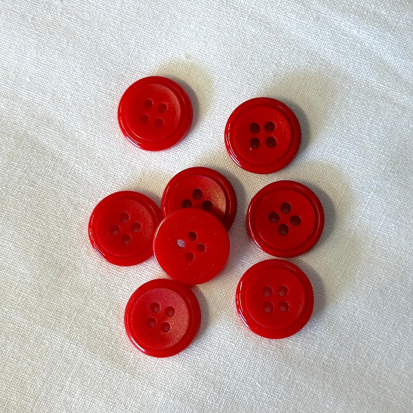 Button 4-Hole Red 15mm / Mollies New Zealand