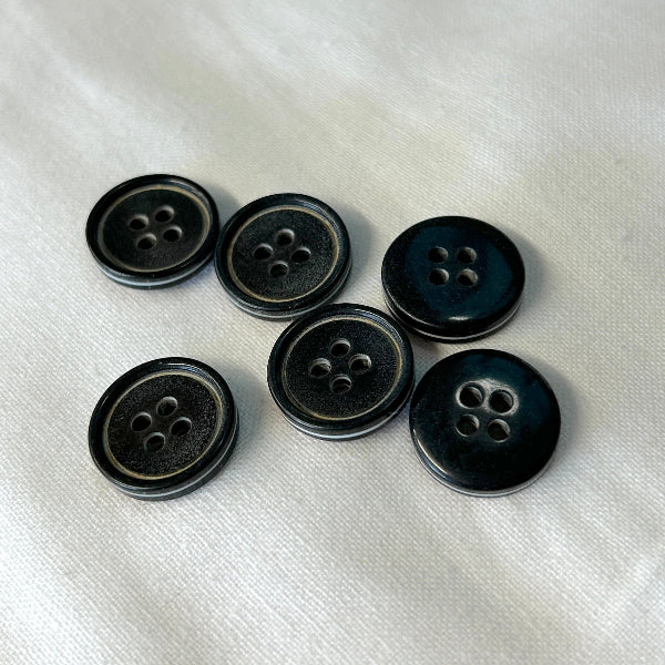 Button 4-Hole Black 15mm / Mollies New Zealand