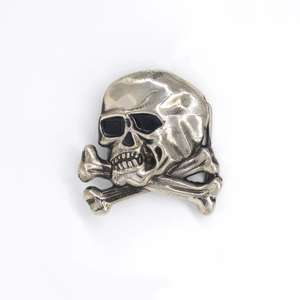 IVAN Solid Brass Skull Trophy Buckle Solid Brass Nickle Plate 38mm (1-1 2") / Mollies New Zealand
