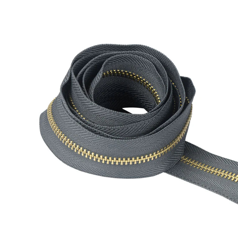 IVAN Brass #3 Zipper Tape Grey 2m #3 / Mollies New Zealand