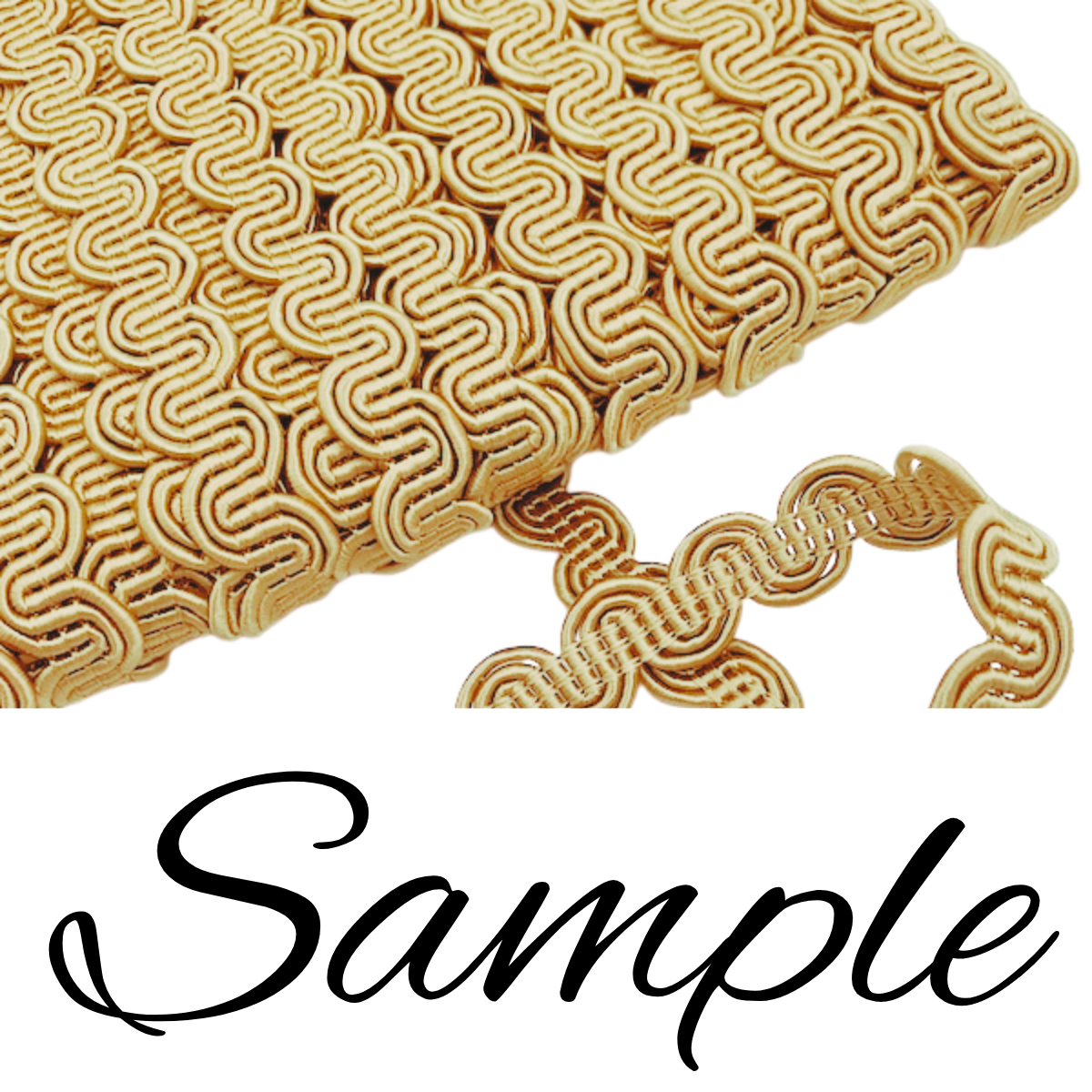 GIMP BRAID Curved 13mm Light Yellow 3cm Sample / Mollies New Zealand