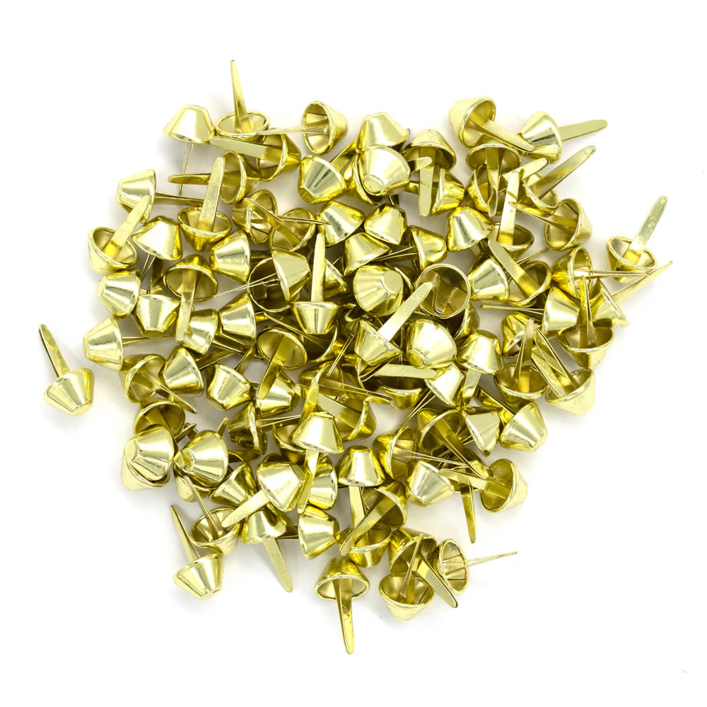 IVAN Bag Feet Cone Prong Back Brass Plate 15.5mm (5 8") 100 Pack / Mollies New Zealand