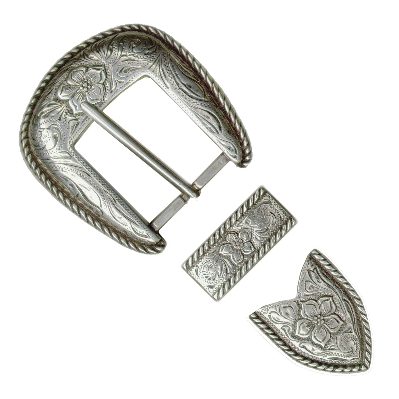 IVAN Rope Floral Buckle Set Antique Silver 32mm (1-1 4") / Mollies New Zealand