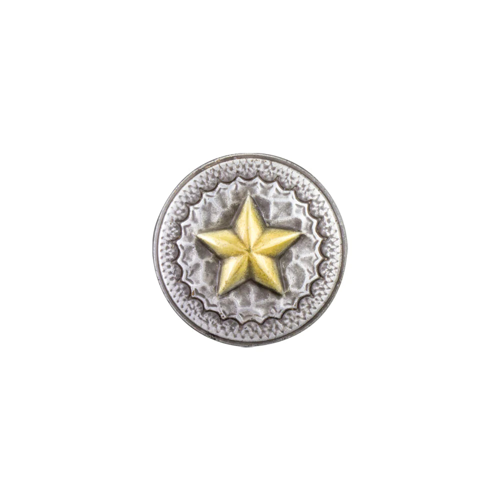 IVAN Hammered Texas Star Concho Antique Silver Antique Gold 25mm (1") / Mollies New Zealand