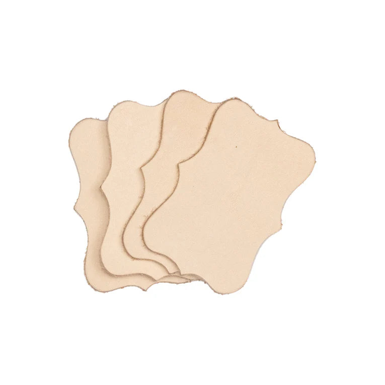 LEATHER Veg Tan Plaque 4PK 4-5oz Fancy Bracket / Mollies New Zealand