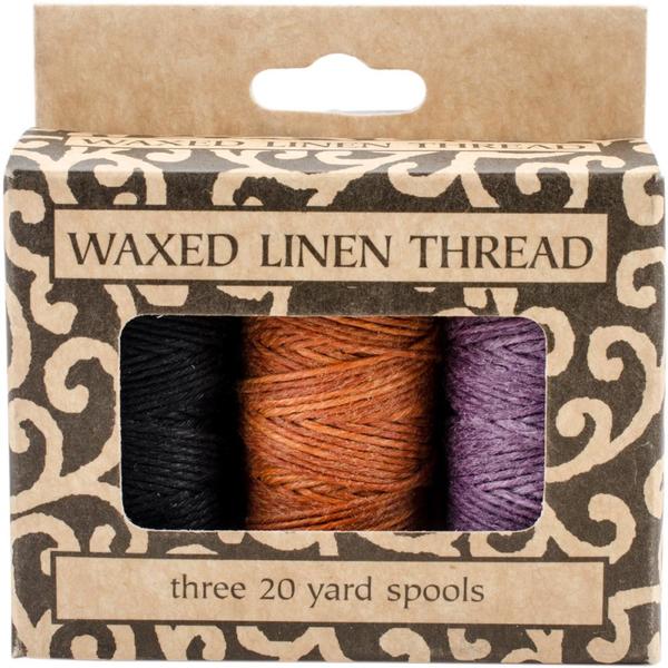 BOOKS BY HAND Linen Thread Lavender Black Gold 0.4mm 3 Pack / Mollies New Zealand