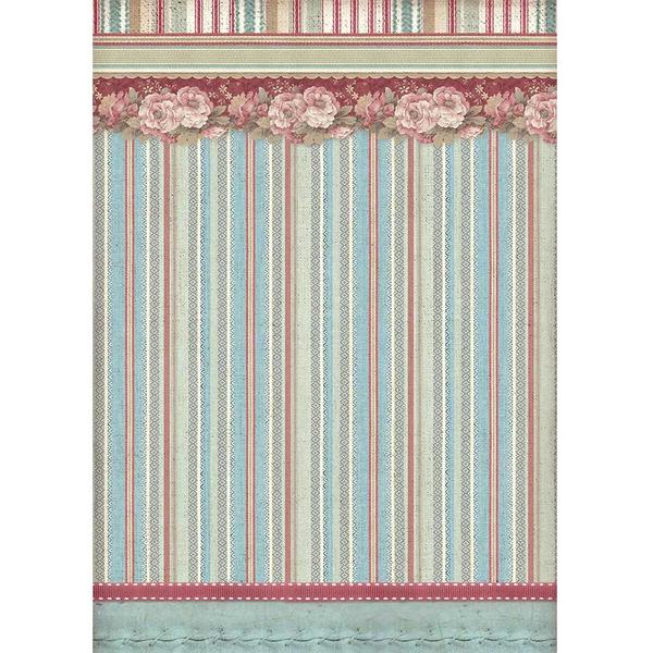 STAMPERIA Rice Paper Striped Wallpaper A4 / Mollies New Zealand