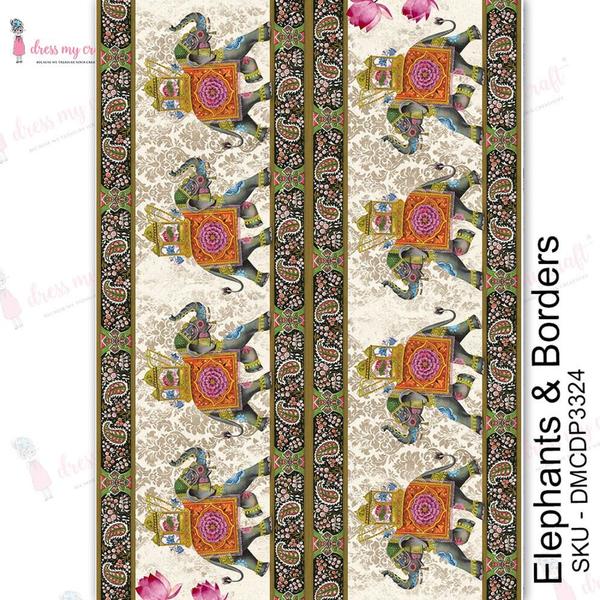 DRESS MY CRAFT Water Transfer Elephants & Borders / Mollies New Zealand