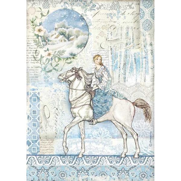 STAMPERIA Rice Paper Horse Winter Tales A4 / Mollies New Zealand