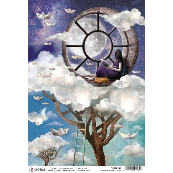 CIAO BELLA Rice Paper Window in the Clouds Moon & Me A4 / Mollies New Zealand