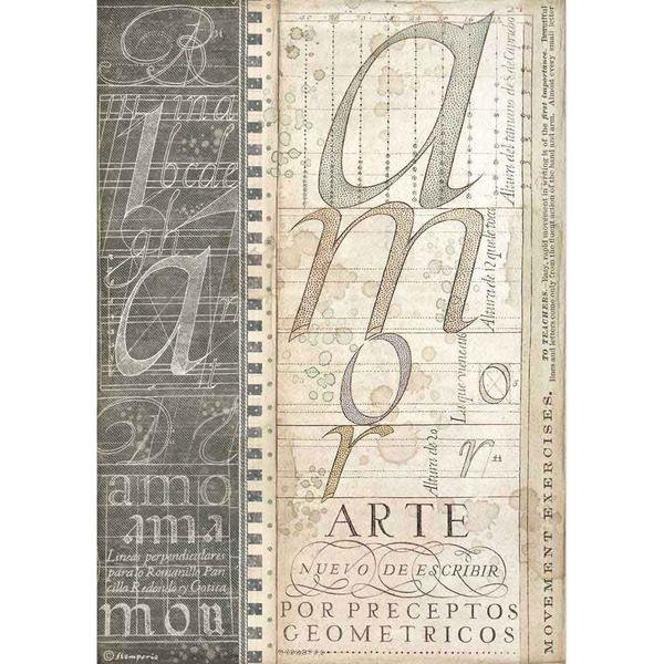 STAMPERIA Rice Paper Alphabet Calligraphy A4 / Mollies New Zealand