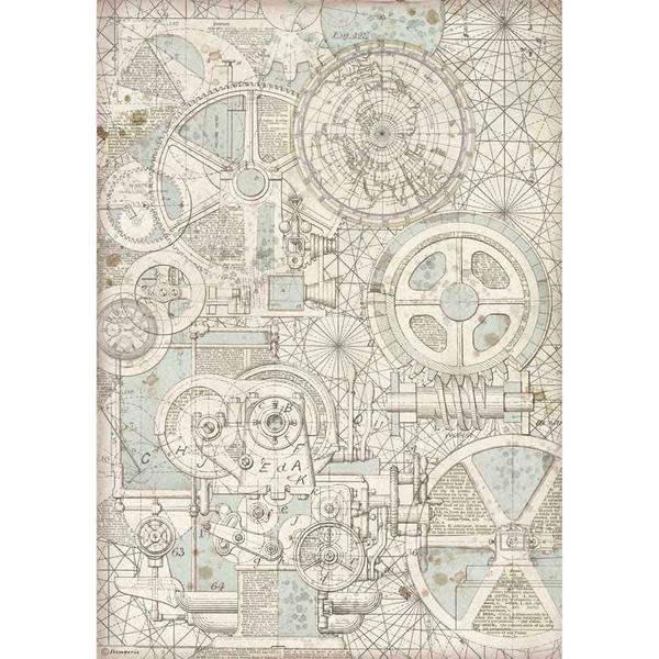 STAMPERIA Rice Paper Train Mechanism Sir Vagabond A3 / Mollies New Zealand