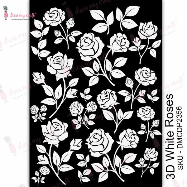 DRESS MY CRAFT Water Transfer 3D White Roses / Mollies New Zealand