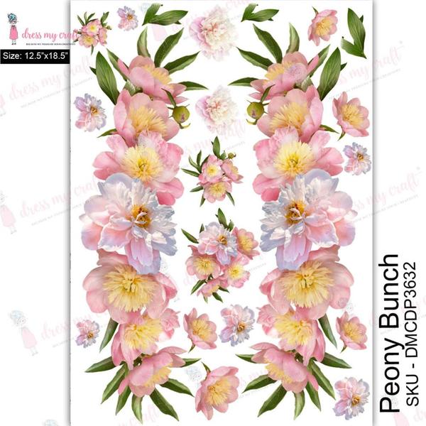 DRESS MY CRAFT Water Transfer A3 Peony Bunch / Mollies New Zealand