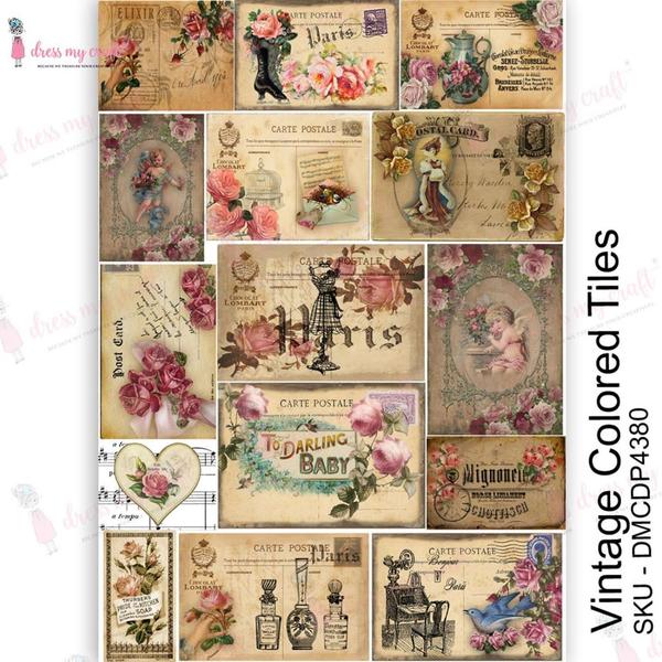 DRESS MY CRAFT Water Transfer Vintage Colored Tiles / Mollies New Zealand