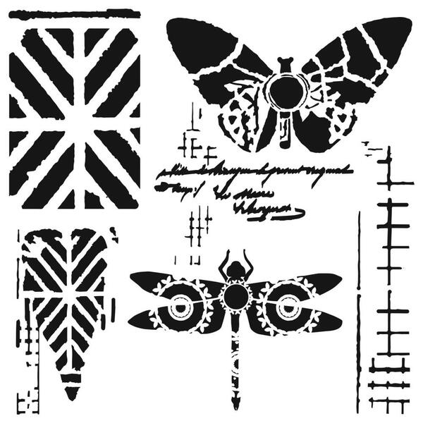 TCW Stencil Dragonfly Collage / Mollies New Zealand