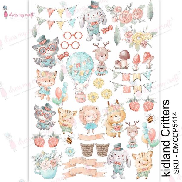DRESS MY CRAFT Water Transfer Kidland Critters / Mollies New Zealand
