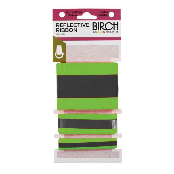 BIRCH Reflective Ribbon Iron On Green / Mollies New Zealand