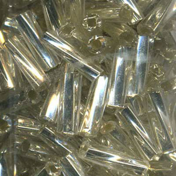 SULLIVANS Bugle Beads Silver Clear 22gm 7mm / Mollies New Zealand