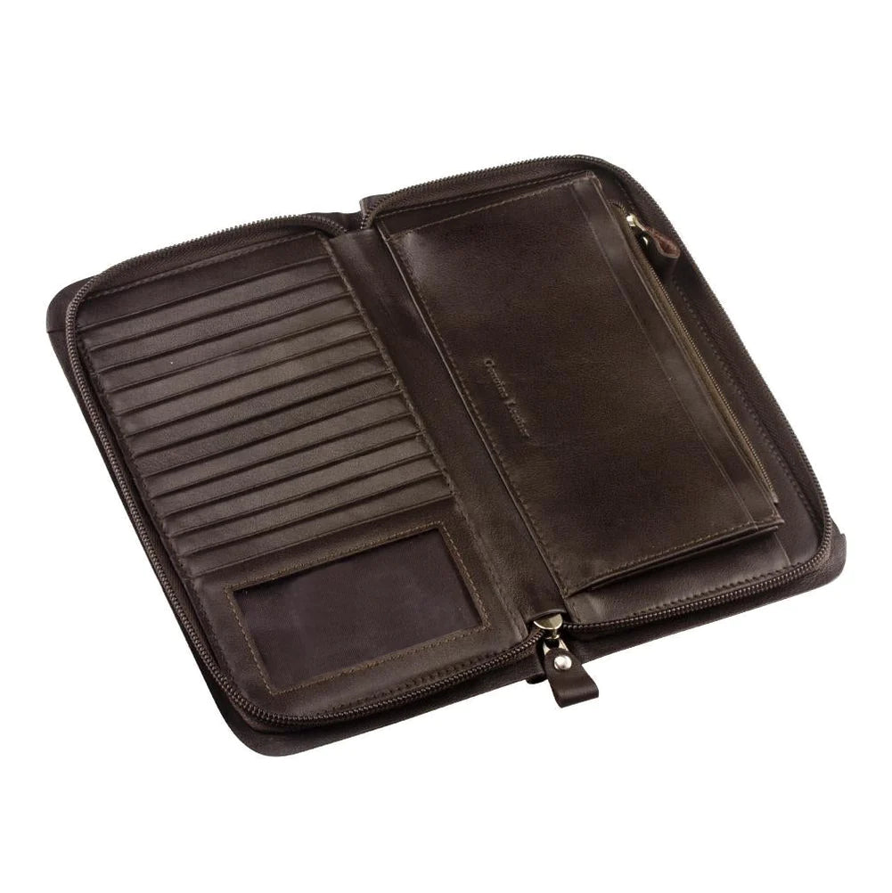 IVAN Long Zipper Wallet Liner Brown 24cm x 21cm / Mollies New Zealand