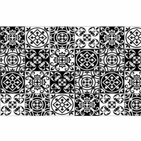 BOYLE Self Adhesive Vinyl Moroccan Tiles B&W / Mollies New Zealand