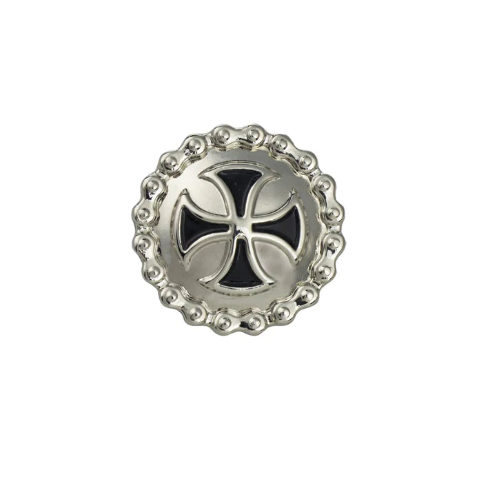 IVAN Cross Chain Concho Round Nickel Plate 29mm (1-1 8") / Mollies New Zealand