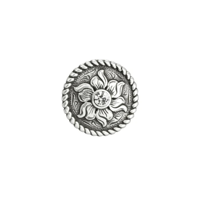 IVAN Crystal Flower Concho Antique Silver 25mm (1") / Mollies New Zealand