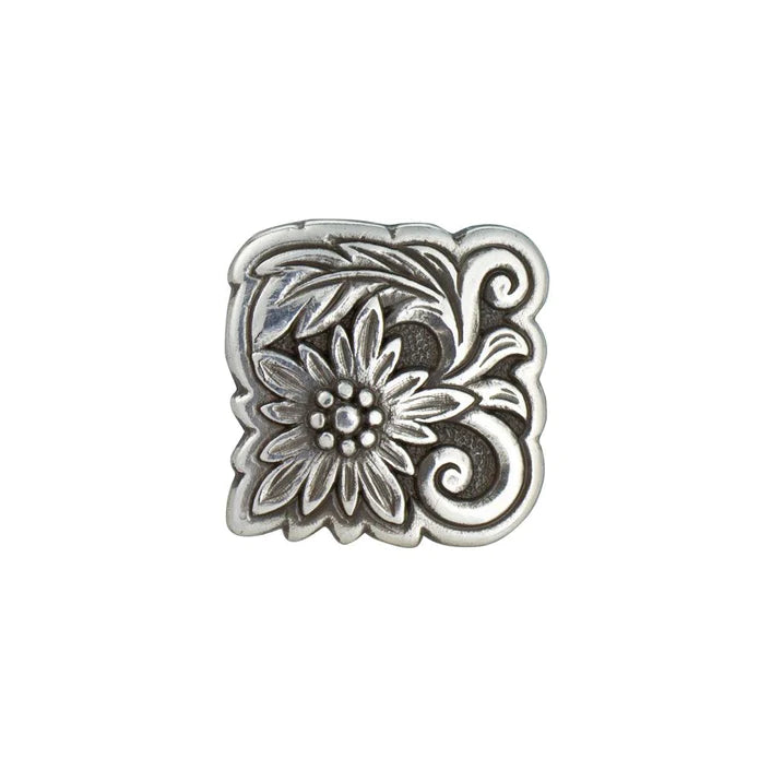 IVAN Floral Concho Square Antique Silver 25mm (1") / Mollies New Zealand
