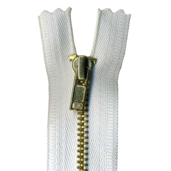 SULLIVANS Metal Tooth Zipper White 15cm / Mollies New Zealand