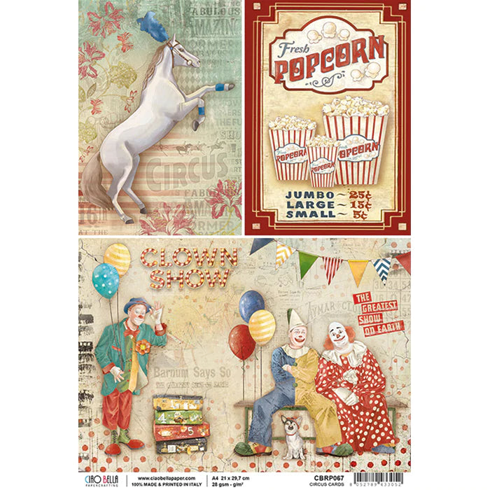 CIAO BELLA Rice Paper Circus Cards A4 / Mollies New Zealand