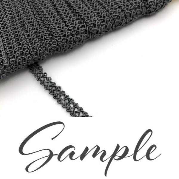 GIMP BRAID Lattice 8mm Dark Grey / Mollies New Zealand