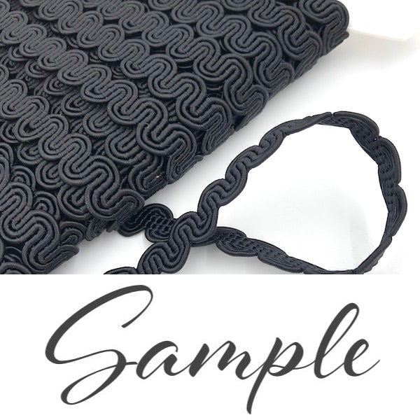 GIMP BRAID Curved 13mm Black / Mollies New Zealand