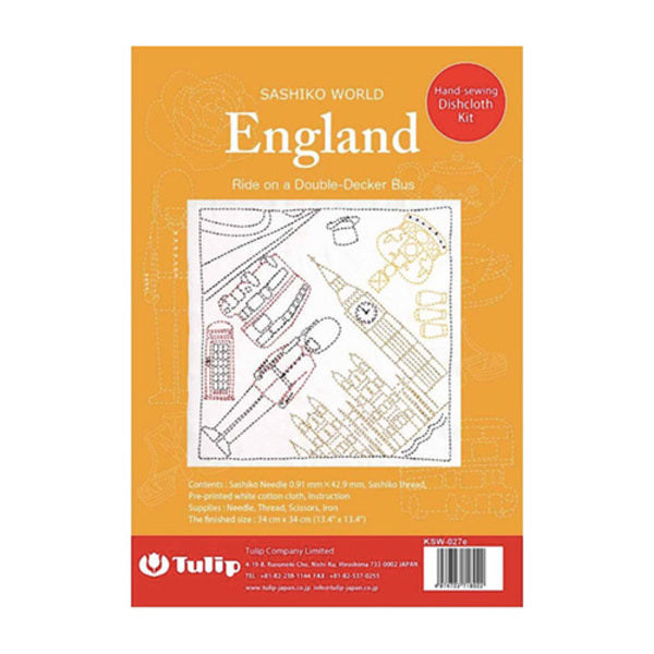 TULIP Sashiko World England Bus Dishcloth Kit / Mollies New Zealand