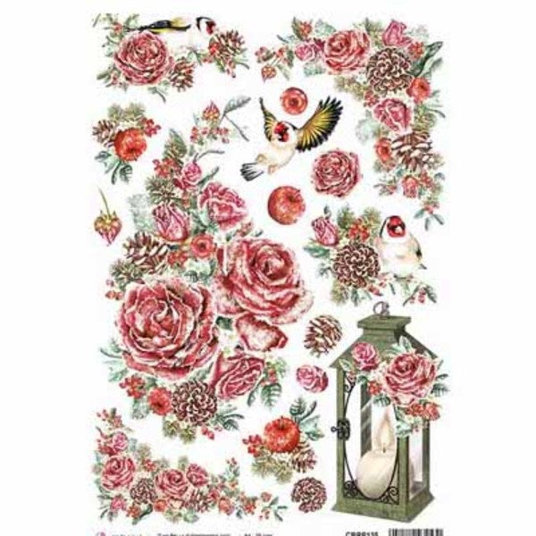 CIAO BELLA Rice Paper Frozen Roses A4 / Mollies New Zealand