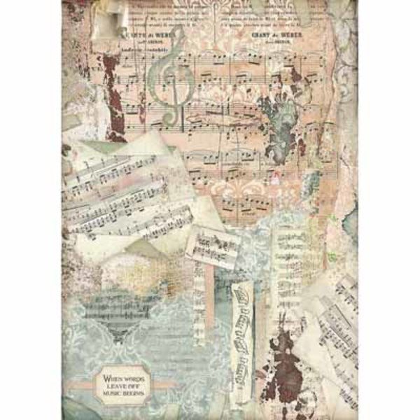 STAMPERIA Rice Paper App Music A3 / Mollies New Zealand