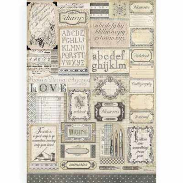 STAMPERIA Rice Paper Calligraphy A3 / Mollies New Zealand