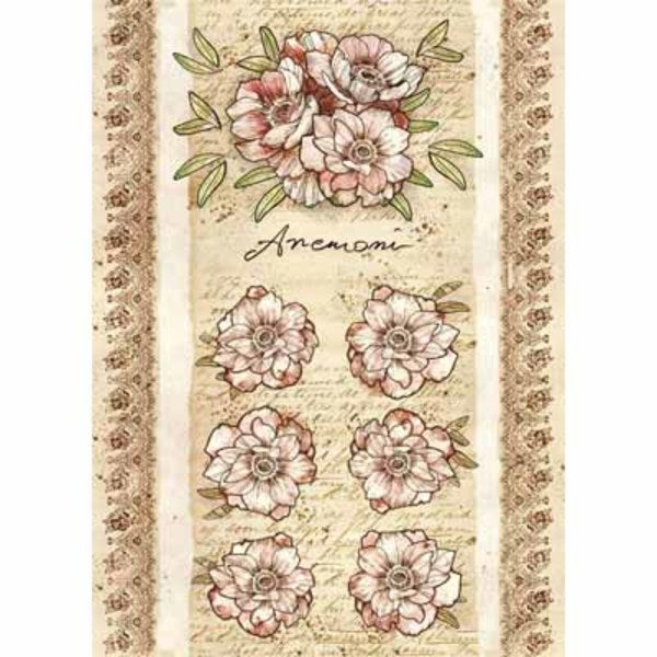 STAMPERIA Rice Paper Anemone A4 / Mollies New Zealand