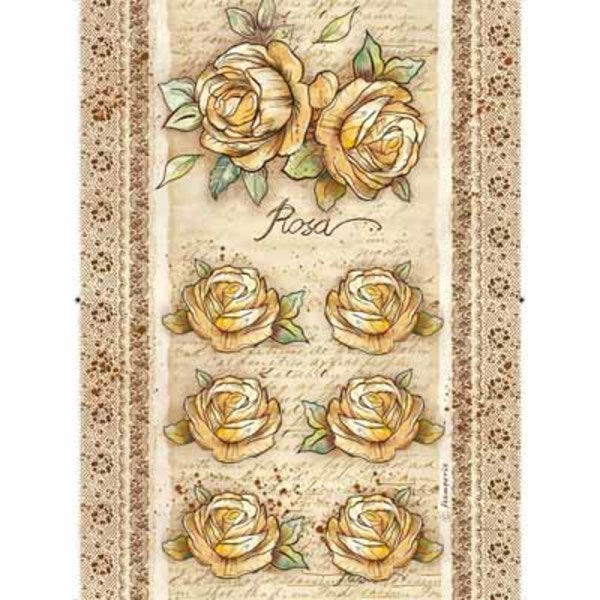STAMPERIA Rice Paper Packed Rose A4 / Mollies New Zealand