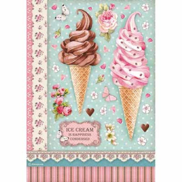 STAMPERIA Rice Paper Icecream A4 / Mollies New Zealand