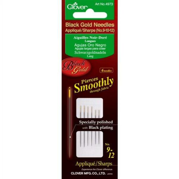 MOLLIES New Zealand / CLOVER Hand Needles Black Gold Applique Sharps Asst. #9, #10, #12