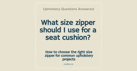 What size zipper should I use for a seat cushion squab?