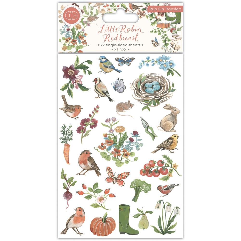 CRAFT CONSORTIUM Rub On Transfer Little Robin Redbreast 12.5 x 18.5cm 2 Pack / Mollies New Zealand