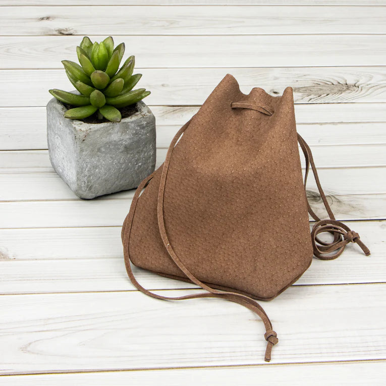PROJECT KIT Leather Suede Drawstring Pouch / Mollies New Zealand